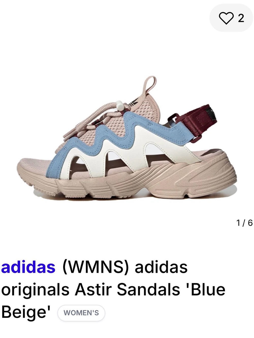 adidas Women's Astir Sport Sandals - Beige Blue Burgundy